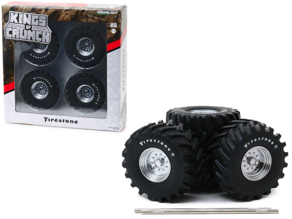 48-Inch Monster Truck Firestone Wheels & Tires 6 piece Set Kings of Crunch 1/18 by Greenlight