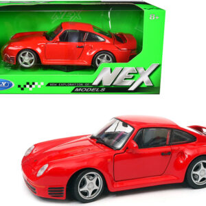 Porsche 959 Red with Silver Wheels "NEX Models" 1/24 Diecast Model Car by Welly