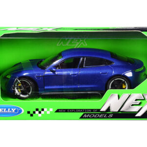 Porsche Taycan Turbo S Blue Metallic "NEX Models" 1/24 Diecast Model Car by Welly