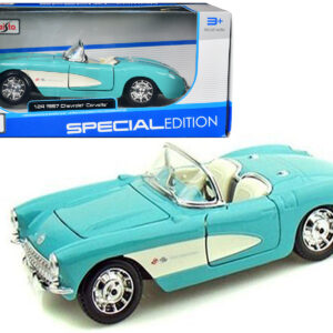 1957 Chevrolet Corvette Convertible Turquoise 1/24 Diecast Model Car by Maisto