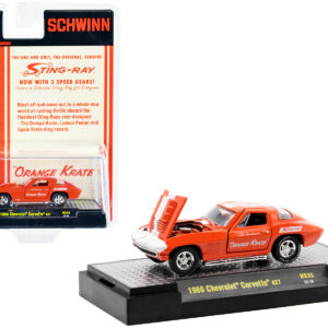 1966 Chevrolet Corvette 427 #68 Orange with White Stripes and Graphics "Schwinn Orange Krate" Limited Edition to 4400 pieces Worldwide 1/64 Diecast Model Car by M2 Machines