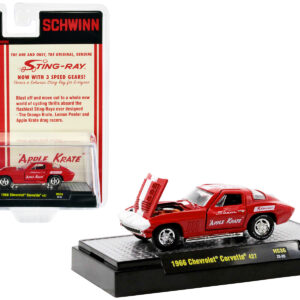 1966 Chevrolet Corvette 427 #68 Red with White Stripes and Graphics "Schwinn Apple Krate" Limited Edition to 4400 pieces Worldwide 1/64 Diecast Model Car by M2 Machines