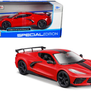 2020 Chevrolet Corvette Stingray Coupe Red with Black Stripes "Special Edition" Series 1/24 Diecast Model Car by Maisto