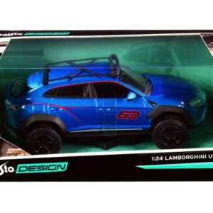 Lamborghini Urus #63 with Roof Rack Blue Metallic "Off-Road" Series 1/24 Diecast Model Car by Maisto