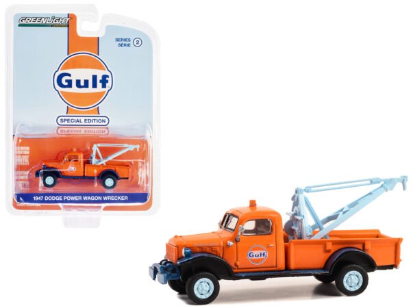 1947 Dodge Power Wagon Wrecker Tow Truck Orange "Gulf Oil Special Edition" Series 2 1/64 Diecast Model Car by Greenlight