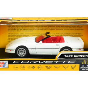 1986 Chevrolet Corvette C4 Convertible White with Red Interior "History of Corvette" Series 1/24 Diecast Model Car by Motormax