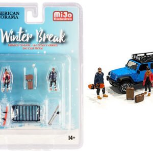 "Winter Break" Diecast Set of 6 pieces (2 Figurines and 4 Accessories) for 1/64 Scale Models by American Diorama