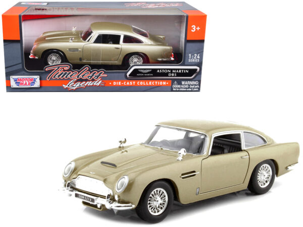 Aston Martin DB5 RHD (Right Hand Drive) Gold Metallic Timeless Legends Series 1/24 Diecast Model Car by Motormax