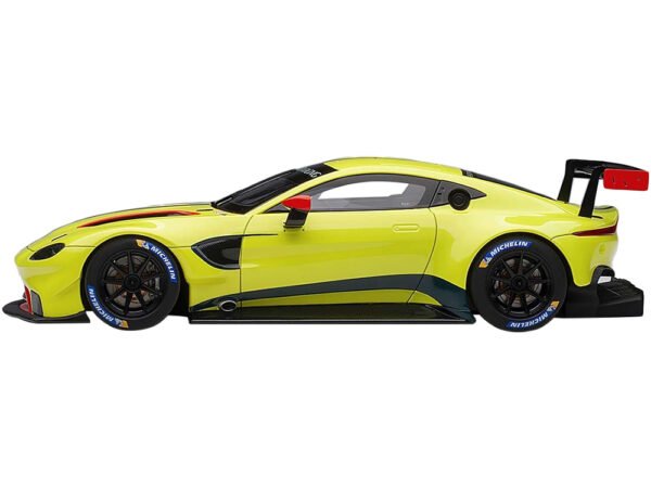 2018 Aston Martin Vantage GTE Le Mans PRO Presentation Car Lemon Green Metallic with Carbon and Red Accents Aston Martin Racing 1/18 Model Car by Autoart