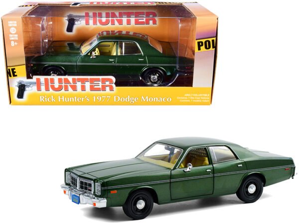1977 Dodge Monaco Green Metallic (Rick Hunter's) "Hunter" (1984-1991) TV Series 1/24 Diecast Model Car by Greenlight
