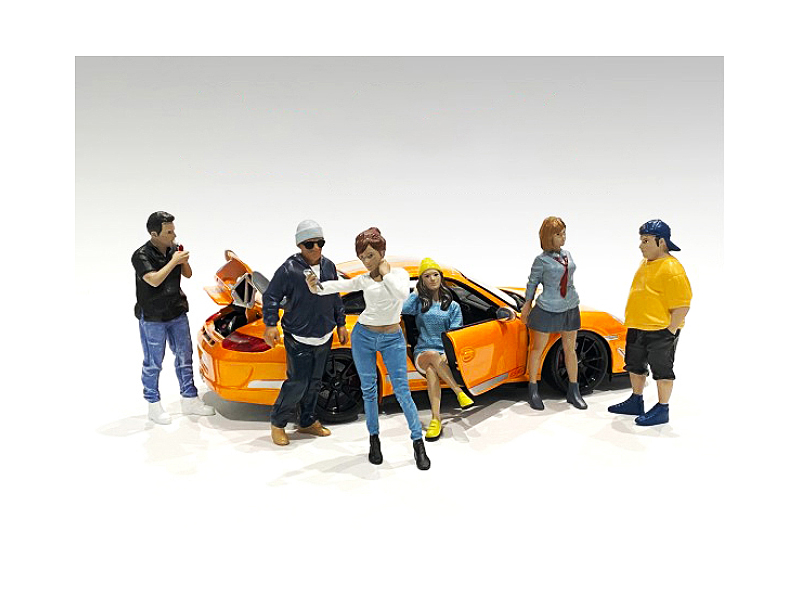"Car Meet 1" 6 piece Figurine Set for 1/24 Scale Models by American Diorama