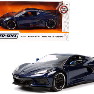 2020 Chevrolet Corvette Stingray C8 Dark Blue Metallic "Hyper-Spec" Series 1/24 Diecast Model Car by Jada