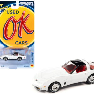 1982 Chevrolet Corvette White with Black Top and Red Interior Limited Edition to 2644 pieces Worldwide "OK Used Cars" 2023 Series 1/64 Diecast Model Car by Johnny Lightning