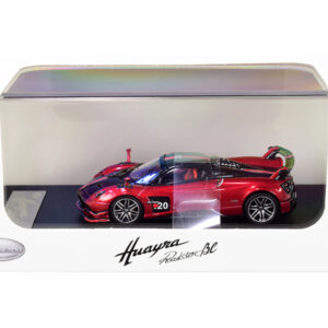 Pagani Huayra Roadster BC Red Metallic and Carbon with Red and White Stripes 1/64 Diecast Model Car by LCD Models