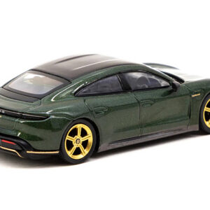 Porsche Taycan Turbo S Midnight Green Metallic with Black Top and Gold Wheels "Shmee150 Collection" "Collaboration Model" 1/64 Diecast Model Car by True Scale Miniatures & Tarmac Works