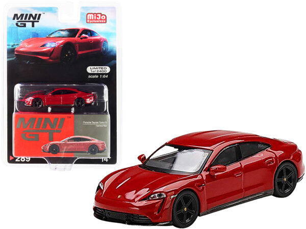 Porsche Taycan Turbo S Carmine Red Limited Edition to 2400 pieces Worldwide 1/64 Diecast Model Car by True Scale Miniatures