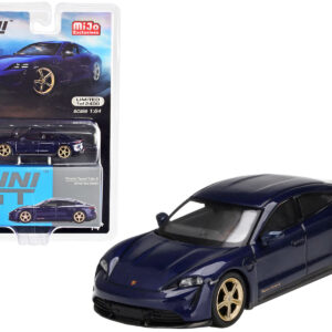 Porsche Taycan Turbo S Gentian Blue Metallic Limited Edition to 2400 pieces Worldwide 1/64 Diecast Model Car by True Scale Miniatures