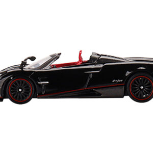 Pagani Huayra Roadster Black with Red Stripes and Interior Limited Edition to 2400 pieces Worldwide 1/64 Diecast Model Car by True Scale Miniatures