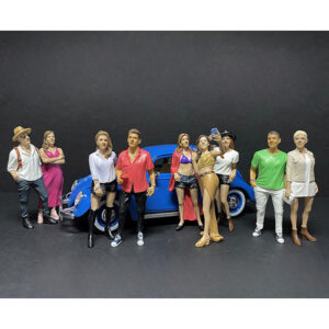 "Partygoers" 9 piece Figurine Set for 1/18 Scale Models by American Diorama