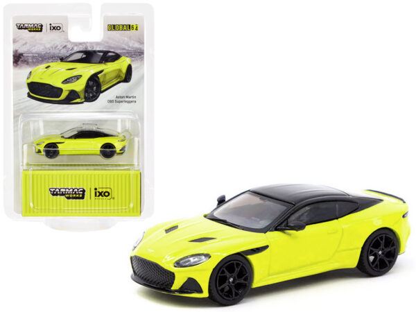 Aston Martin DBS Superleggera Yellow Metallic with Black Top Global64 Series 1/64 Diecast Model Car by Tarmac Works