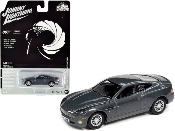 2002 Aston Martin V12 Vanquish Gray Metallic (James Bond 007) Die Another Day (2002) Movie Pop Culture Series 1/64 Diecast Model Car by Johnny Lightning