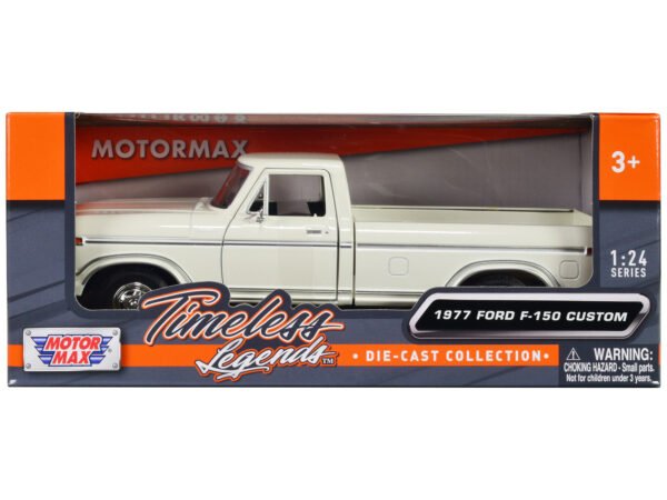 1977 Ford F-150 Custom Pickup Truck White Timeless Legends Series 1/24 Diecast Model Car by Motormax