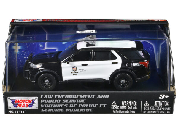 2022 Ford Police Interceptor Utility LAPD (Los Angeles Police Department) Black and White Law Enforcement and Public Service Series 1/43 Diecast Model Car by Motormax