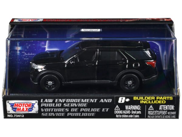2022 Ford Police Interceptor Utility Black Unmarked Custom Builder's Kit Law Enforcement and Public Service Series 1/43 Diecast Model Car by Motormax