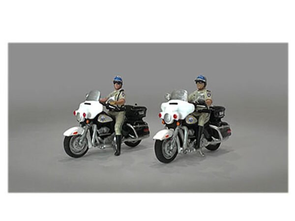 Highway Patrol 4 piece Diecast Figure Set (2 Figures 2 Motorcycles) Limited Edition to 3600 pieces Worldwide for 1/64 Scale Models by American Diorama