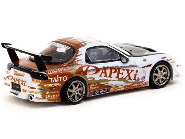 Mazda RX-7 FD Stage-D A'PEXi RHD (Right Hand Drive) White with Graphics Global64 Series 1/64 Diecast Model by Tarmac Works