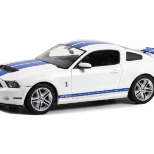 2011 Shelby GT500 Performance White with Grabber Blue Stripes 1/18 Diecast Model Car by Greenlight