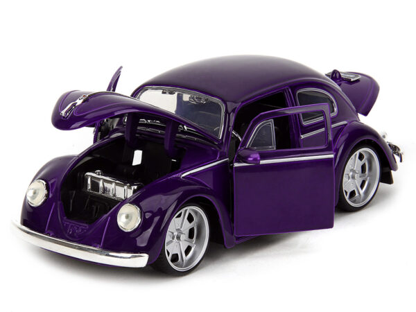 Volkswagen Beetle Purple Metallic and Wednesday Addams Diecast Figure "Wednesday" (2022) TV Series "Hollywood Rides" Series 1/24 Diecast Model Car by Jada