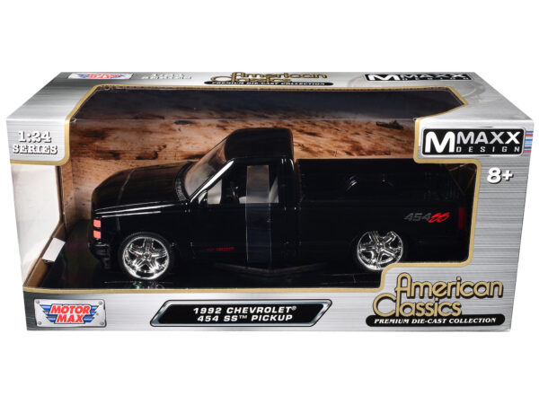 1992 Chevrolet 454 SS Pickup Truck Black "Maxx Design" "American Classics" Series 1/24 Diecast Model Car by Motormax