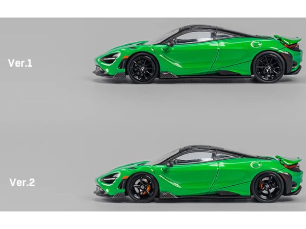 McLaren 765LT Green with Black Top and Extra Wheels 1/64 Diecast Model Car by CM Models