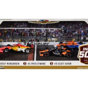 "108th Indianapolis 500" (2024) Podium Set of 3 IndyCars 1/64 Diecast Model Cars by Greenlight