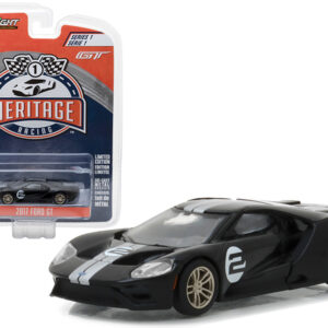 2017 Ford GT Black #2 - Tribute to 1966 Ford GT40 MK II #2 Racing Heritage Series 1 1/64 Diecast Model Car by Greenlight