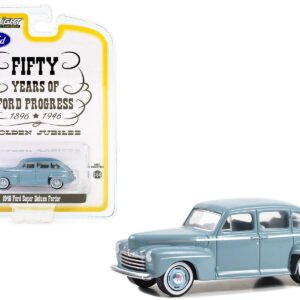1946 Ford Super Deluxe Fordor Light Blue "Fifty Years of Ford Progress - Golden Jubilee" "Anniversary Collection" Series 16 1/64 Diecast Model Car by Greenlight