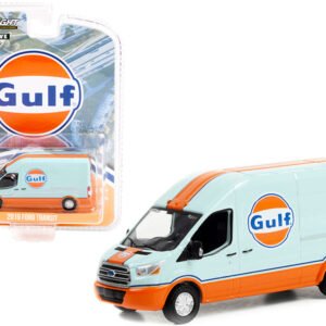 2019 Ford Transit LWB High Roof Van "Gulf Oil" Light Blue and Orange "Hobby Exclusive" 1/64 Diecast Model Car by Greenlight
