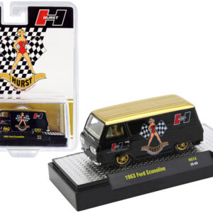 1963 Ford Econoline Van "Hurst" Black with Gold Top Limited Edition to 5500 pieces Worldwide 1/64 Diecast Model Car by M2 Machines