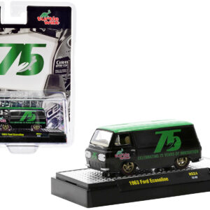 1963 Ford Econoline Van Black with Green Top "Turtle Wax Celebrating 75 Years of Innovation" Limited Edition to 5500 pieces Worldwide 1/64 Diecast Model Car by M2 Machines