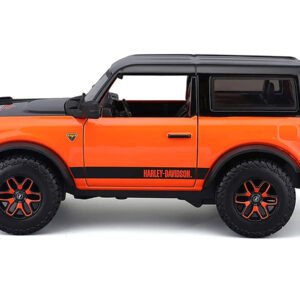 2021 Ford Bronco Badlands Orange and Black "Harley Davidson" "H-D Custom" Series 1/24 Diecast Model Car by Maisto