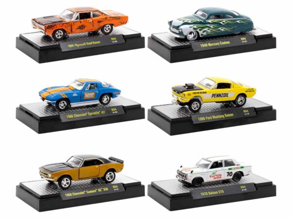 "Auto-Thentics" 6 piece Set Release 94 IN DISPLAY CASES Limited Edition 1/64 Diecast Model Cars by M2 Machines