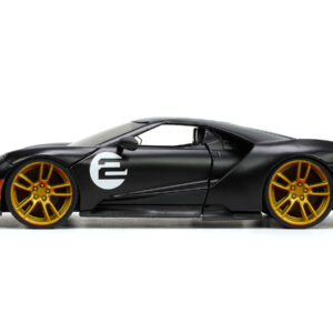2017 Ford GT #2 Matt Black with Silver Stripes and Gold Wheels "Bigtime Muscle" Series 1/24 Diecast Model Car by Jada