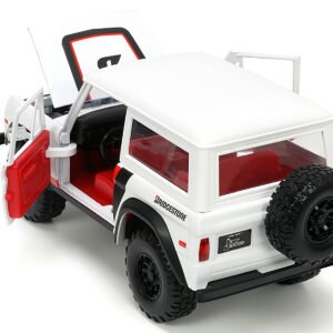 1973 Ford Bronco #008 White with Red and Black Stripes and Red Interior with Extra Wheels "Just Trucks" Series 1/24 Diecast Model Car by Jada