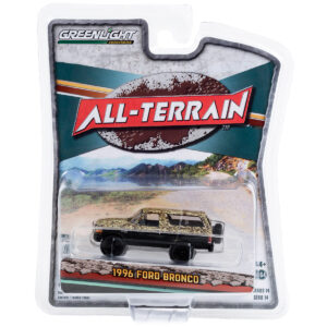 1996 Ford Bronco (Lifted) Custom Matt Black and Camouflage "All Terrain" Series 14 1/64 Diecast Model Car by Greenlight