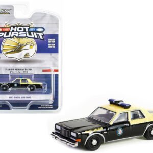 1983 Dodge Diplomat Black and Cream "Florida Highway Patrol State Trooper" "Hot Pursuit" Series 45 1/64 Diecast Model Car by Greenlight