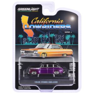 1946 Ford Fordor Super Deluxe Dark Purple Metallic and Black "California Lowriders" Series 6 1/64 Diecast Model Car by Greenlight