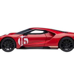 Ford GT Heritage Edition #16 "Alan Mann" Red Metallic with Gold Stripes 1/18 Model Car by Autoart