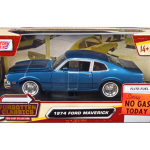 1974 Ford Maverick Blue Metallic "Forgotten Classics" Series 1/24 Diecast Model Car by Motormax