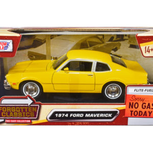 1974 Ford Maverick Yellow "Forgotten Classics" Series 1/24 Diecast Model Car by Motormax